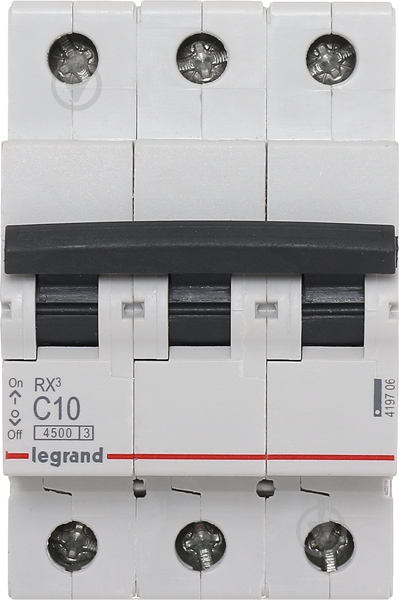 Автоматический выключатель Legrand RX3 4,5кА 10А 3Р C 419706 - фото 2