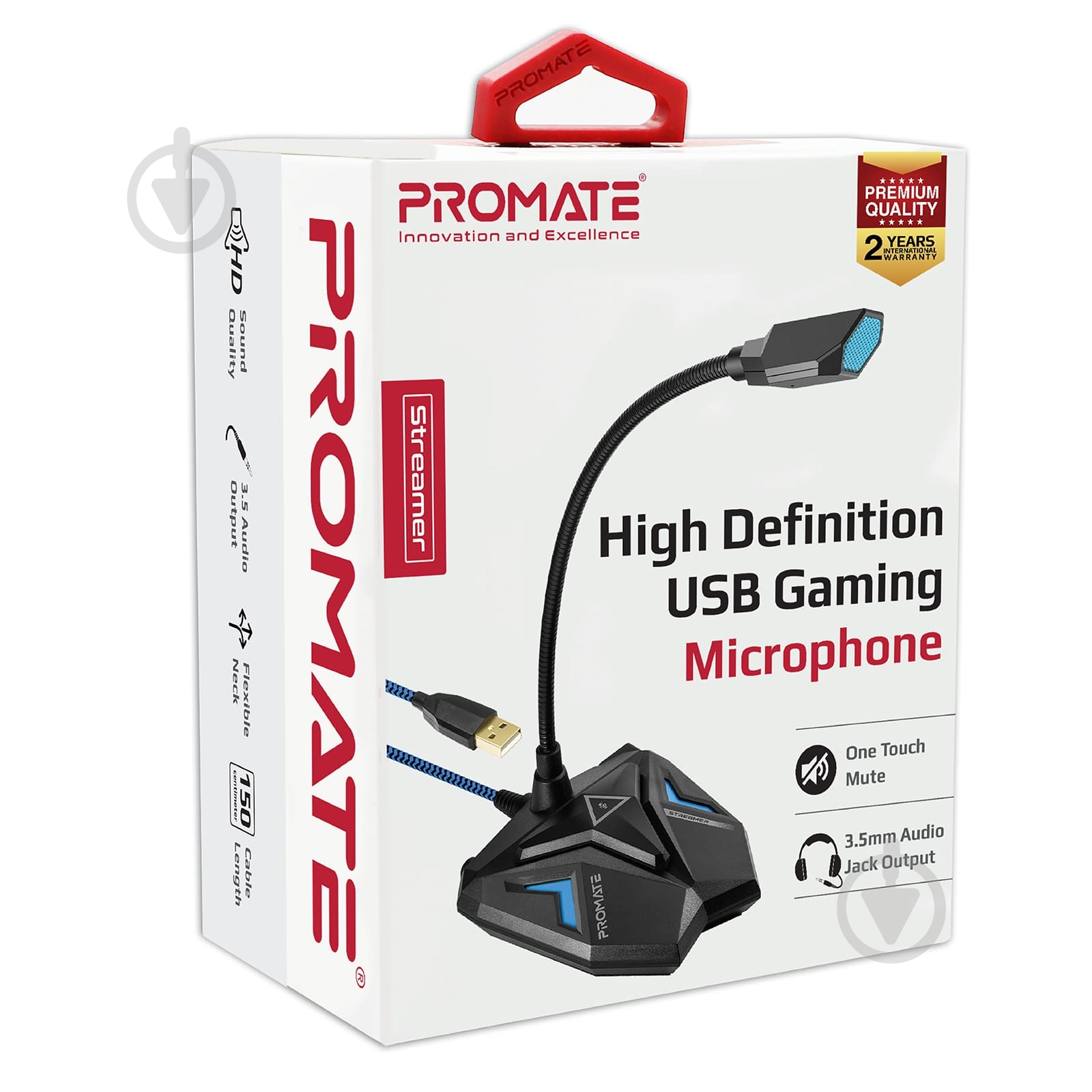 Микрофон Promate Streamer LED, USB Blue - фото 8