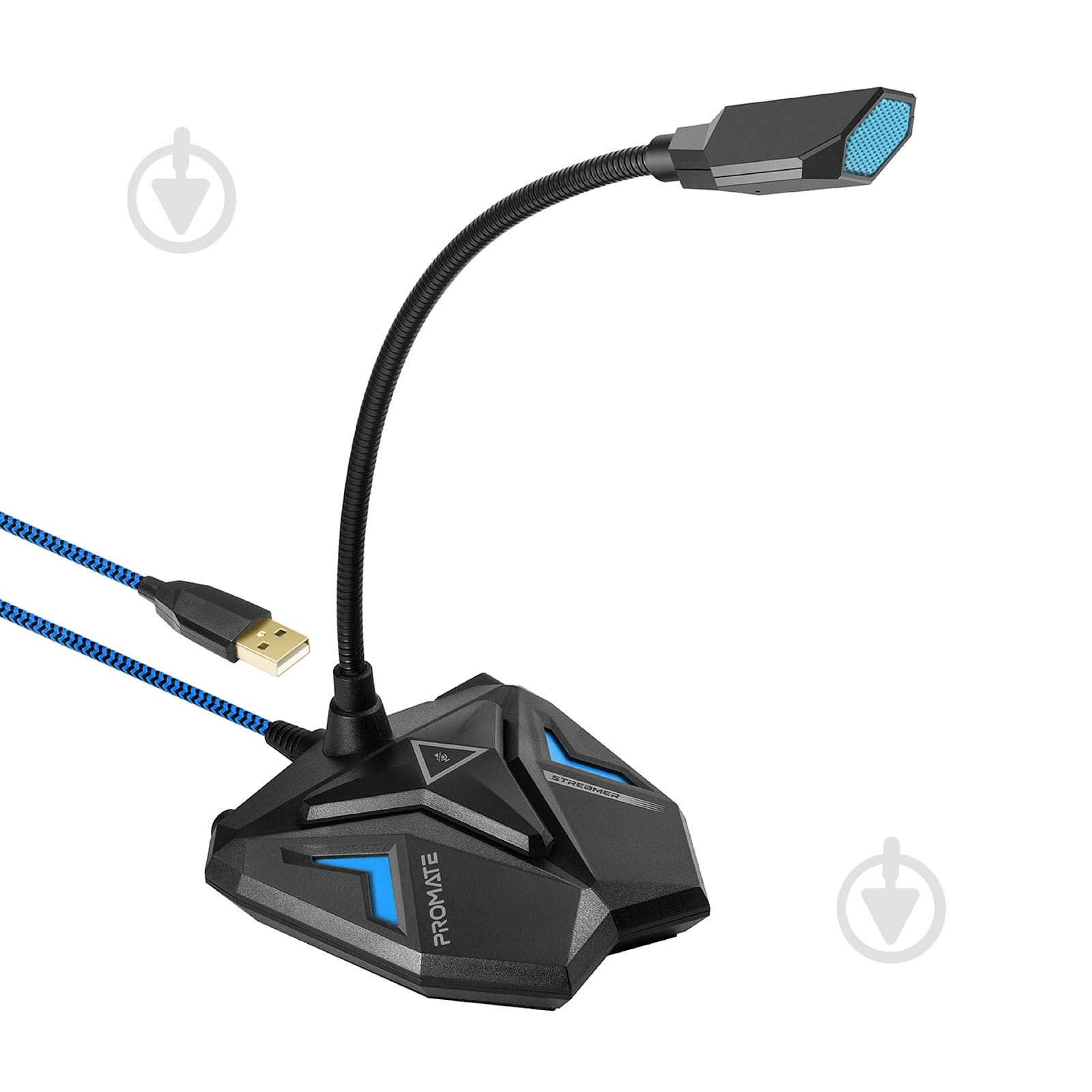Микрофон Promate Streamer LED, USB Blue - фото 1