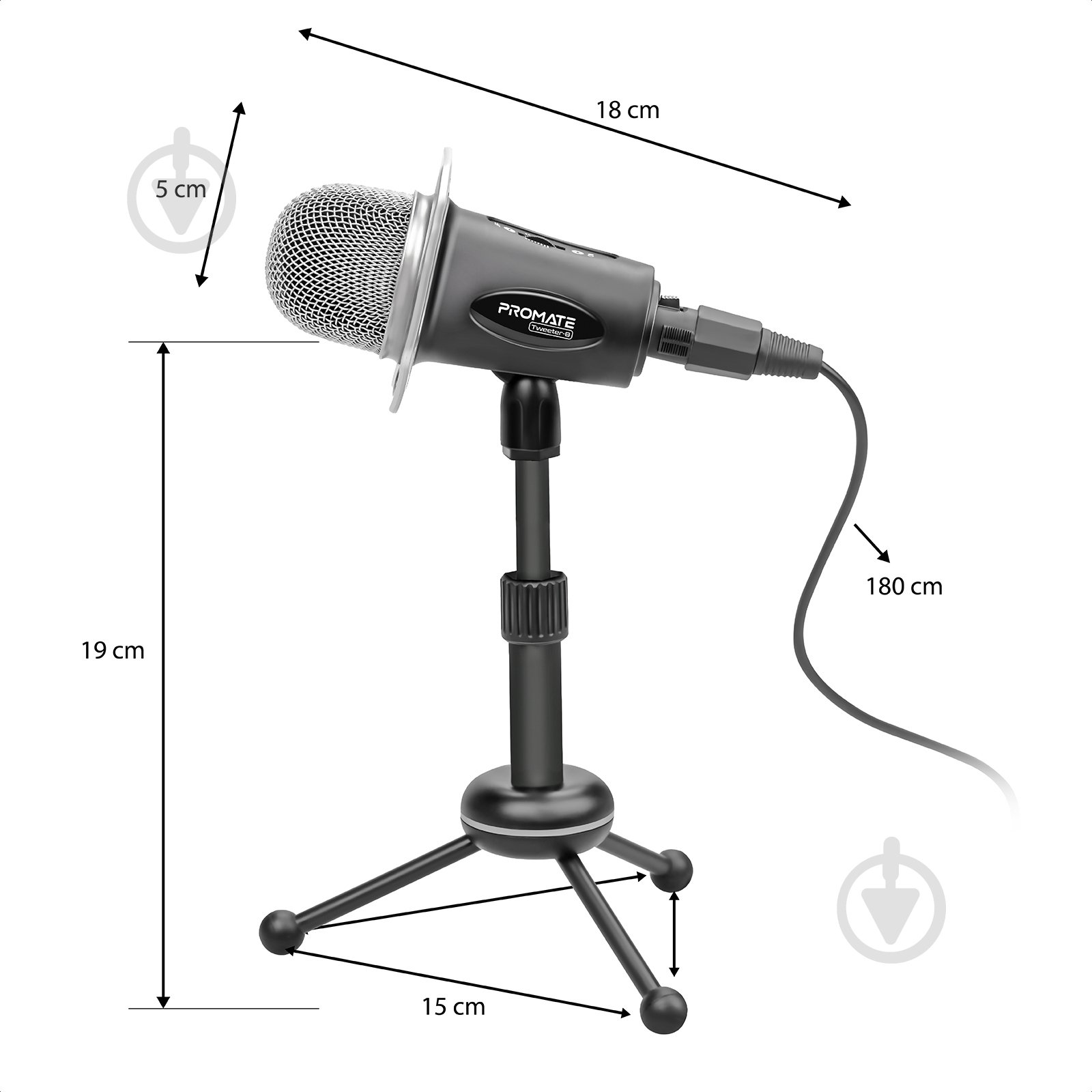 Микрофон Promate Tweeter-8 Mini-jack 3.5 мм Black - фото 7
