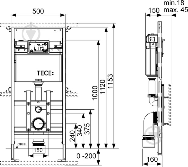 Инсталляция для унитаза TECE 1120 мм 9600100 - фото 3