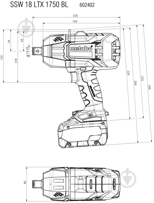 Гайковерт акумуляторний Metabo SSW 18 LTX 1750 BL 1750 Нм 602402660 - фото 9 Гайковерт акумуляторний Metabo SSW 18 LTX 1750 BL 1750 Нм 602402660 - фото 9
