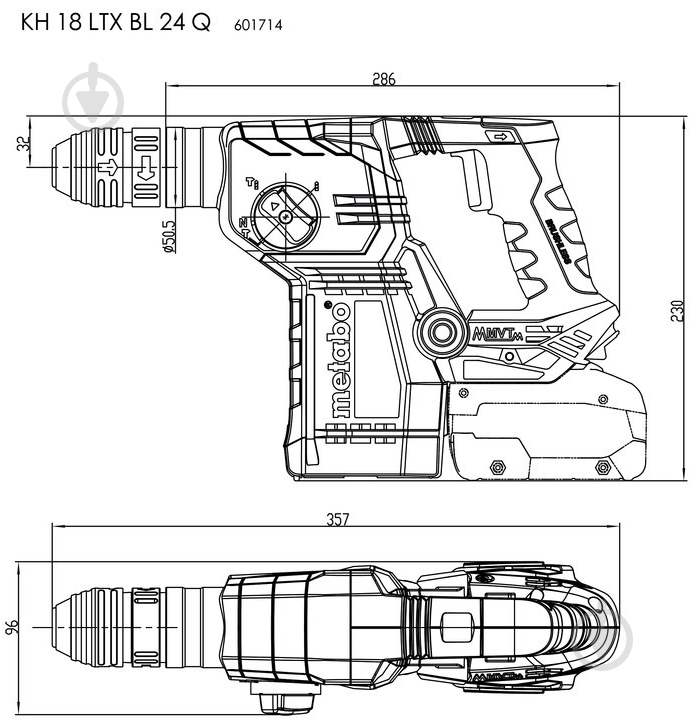 Перфоратор Metabo KH 18 LTX BL 24 Q 601714840 - фото 6