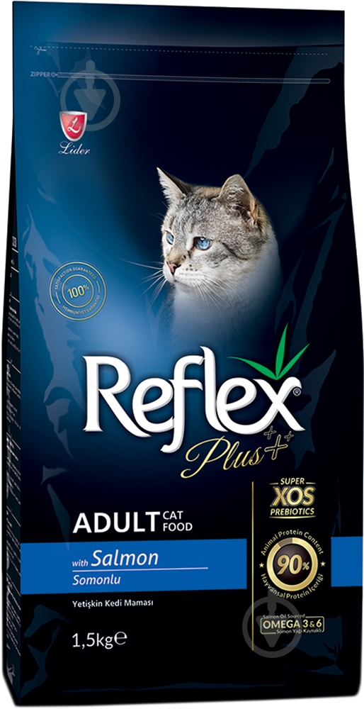 Корм для взрослых котов Reflex Plus с лососем 1,5 кг - фото 1