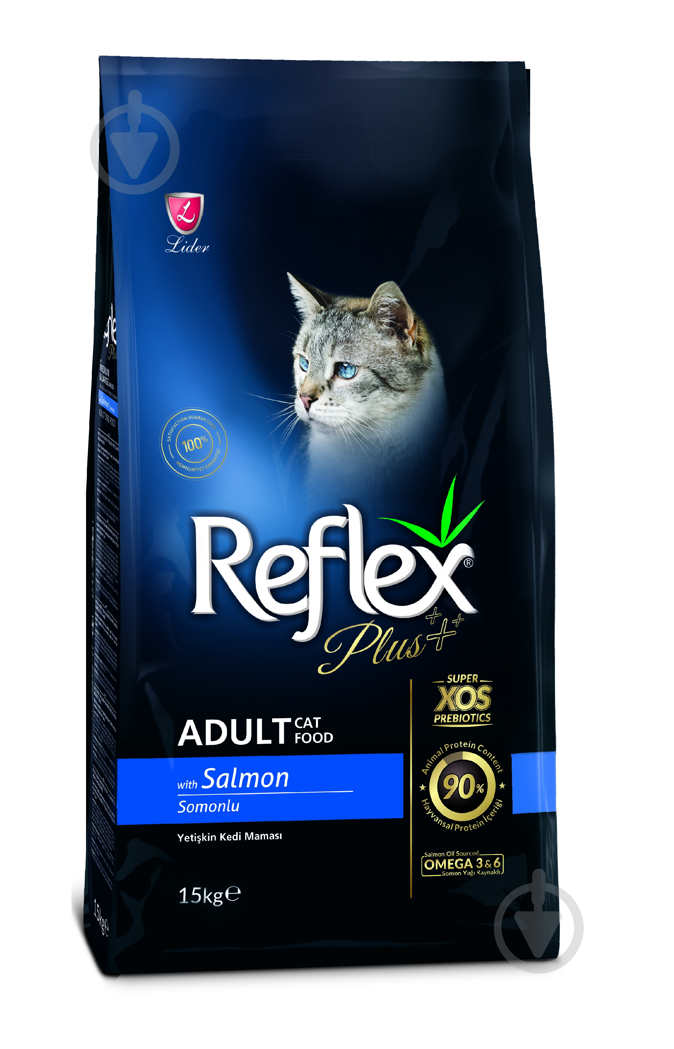 Корм для взрослых котов Reflex Plus с лососем 15 кг - фото 1 Корм для взрослых котов Reflex Plus с лососем 15 кг - фото 1