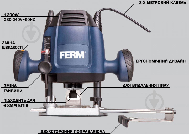 Фрезер Ferm 1200 Вт 3 фрезы PRM1021 - фото 15