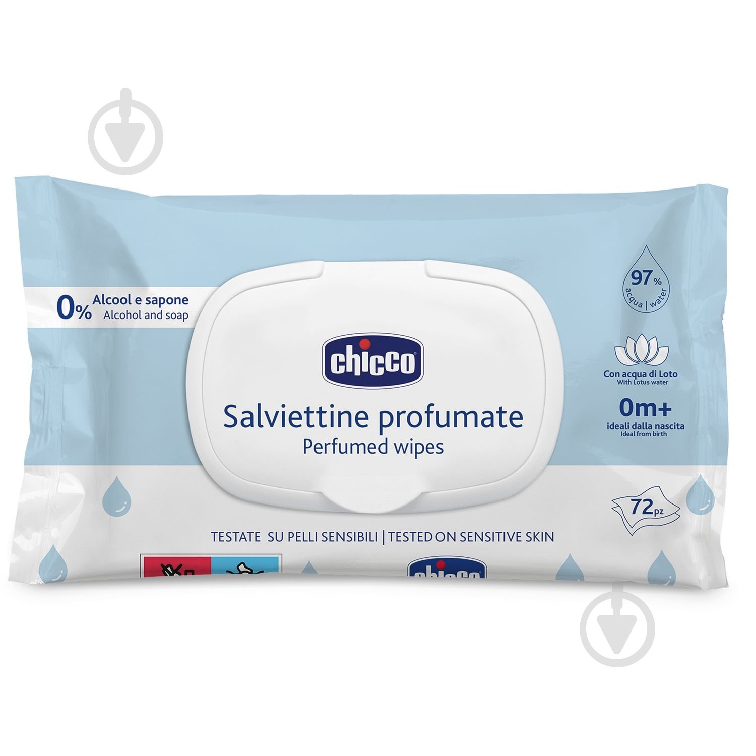 Влажные салфетки Chicco c экстрактом лотоса 72 шт. - фото 1