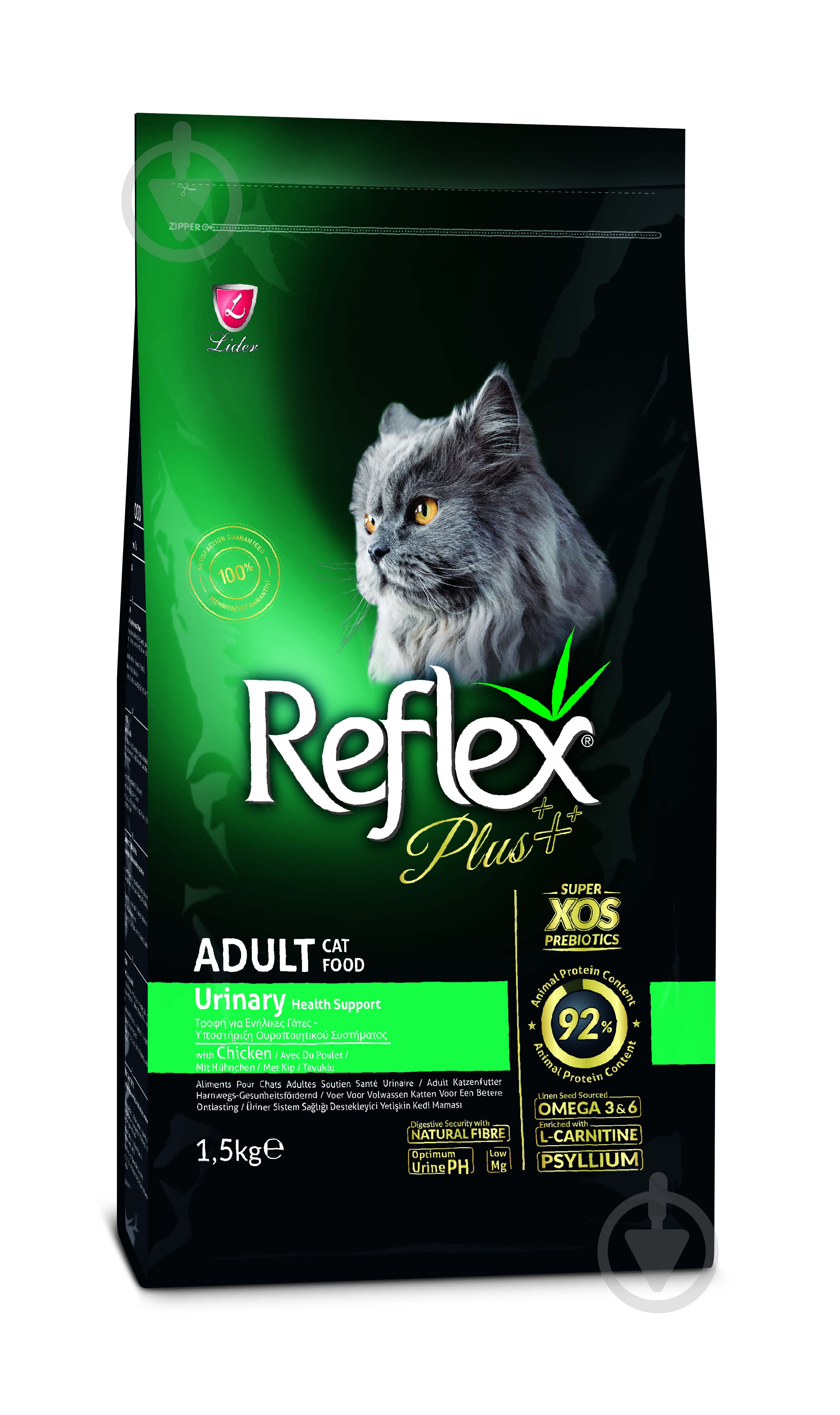 Корм для взрослых котов Reflex Plus Уринари с курицей 1,5 кг - фото 1