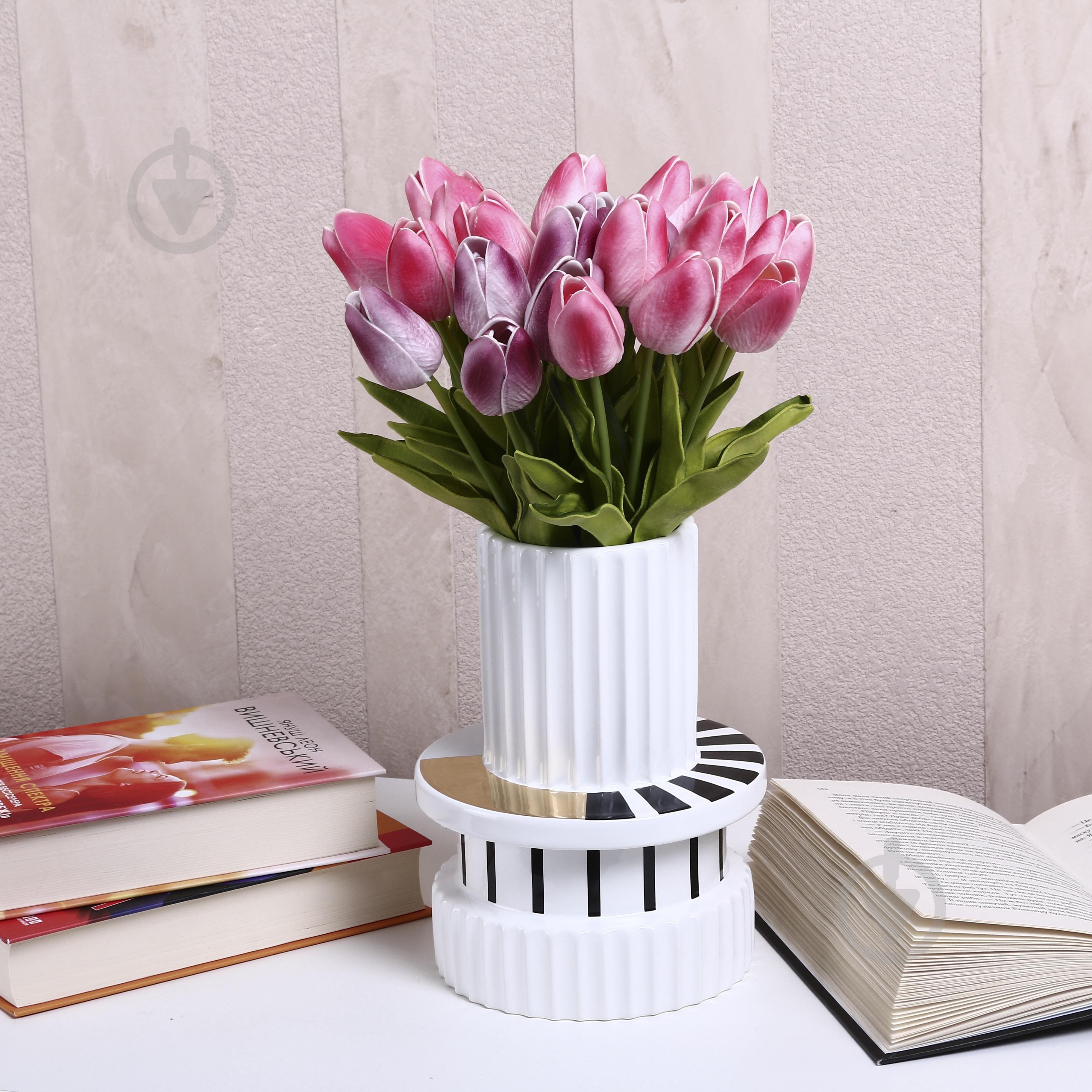 Ваза Inari Alexmarie 19 см біла із чорним K16201 - фото 6