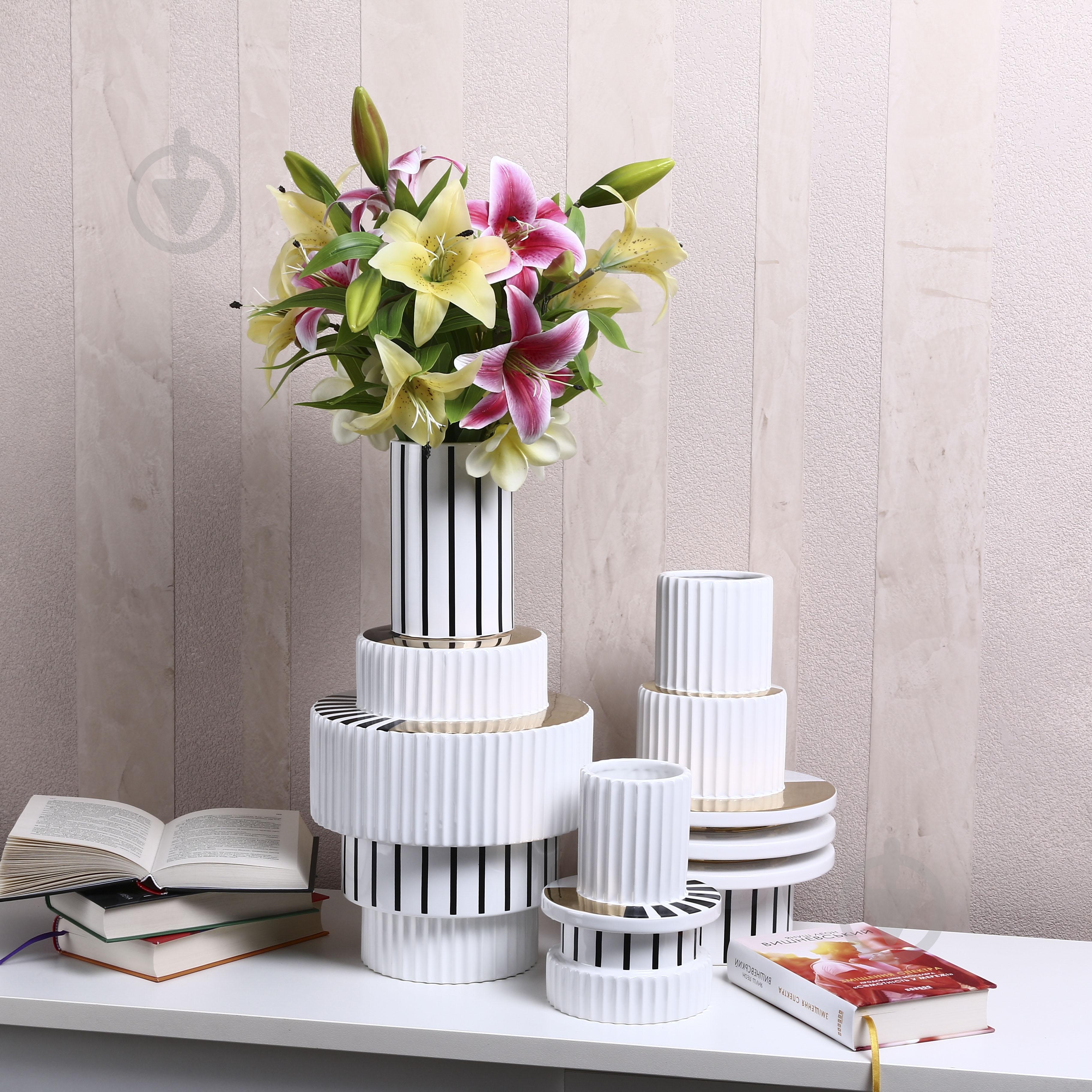 Ваза Inari Alexmarie 19 см біла із чорним K16201 - фото 7