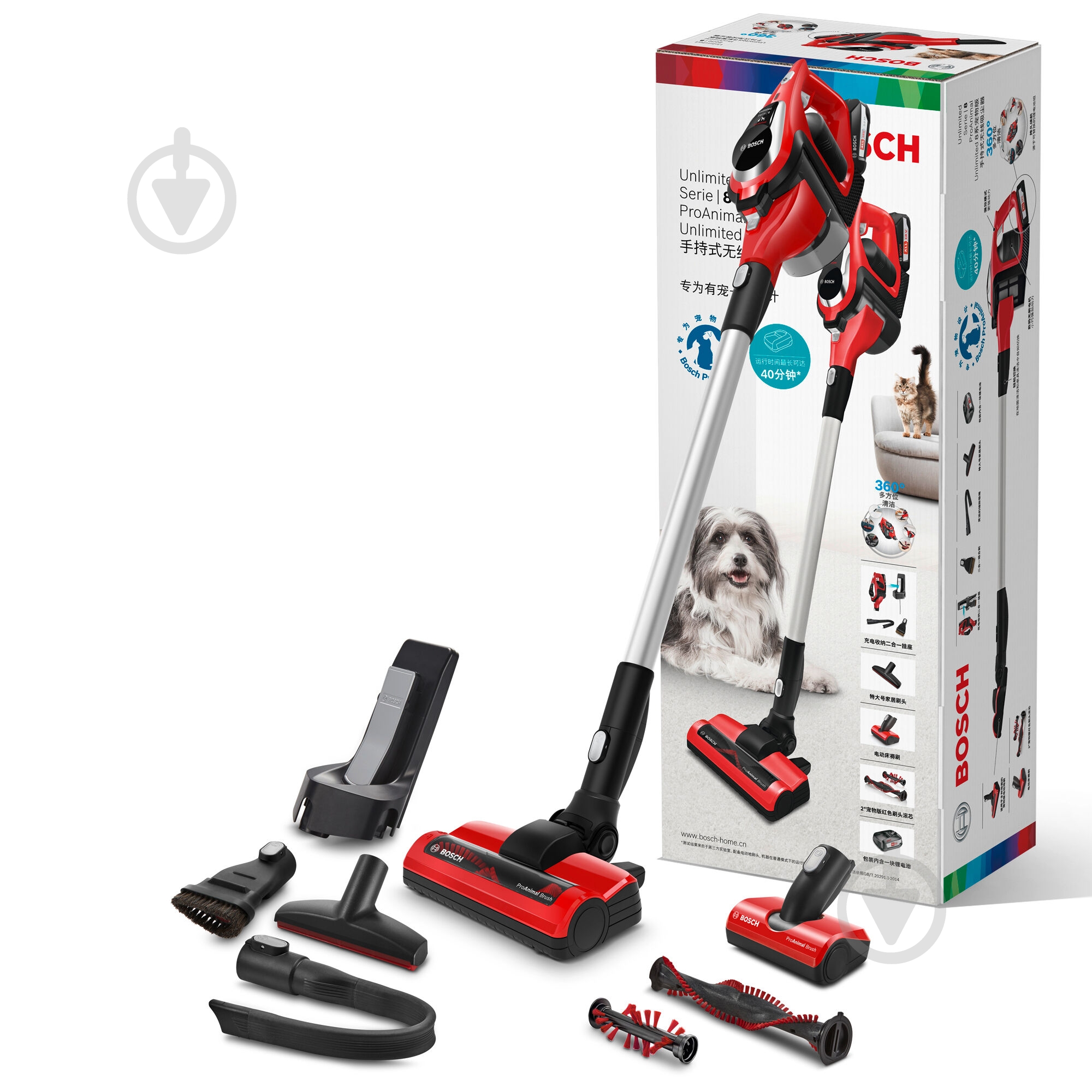 Пылесос аккумуляторный Bosch BBS81PET red - фото 1