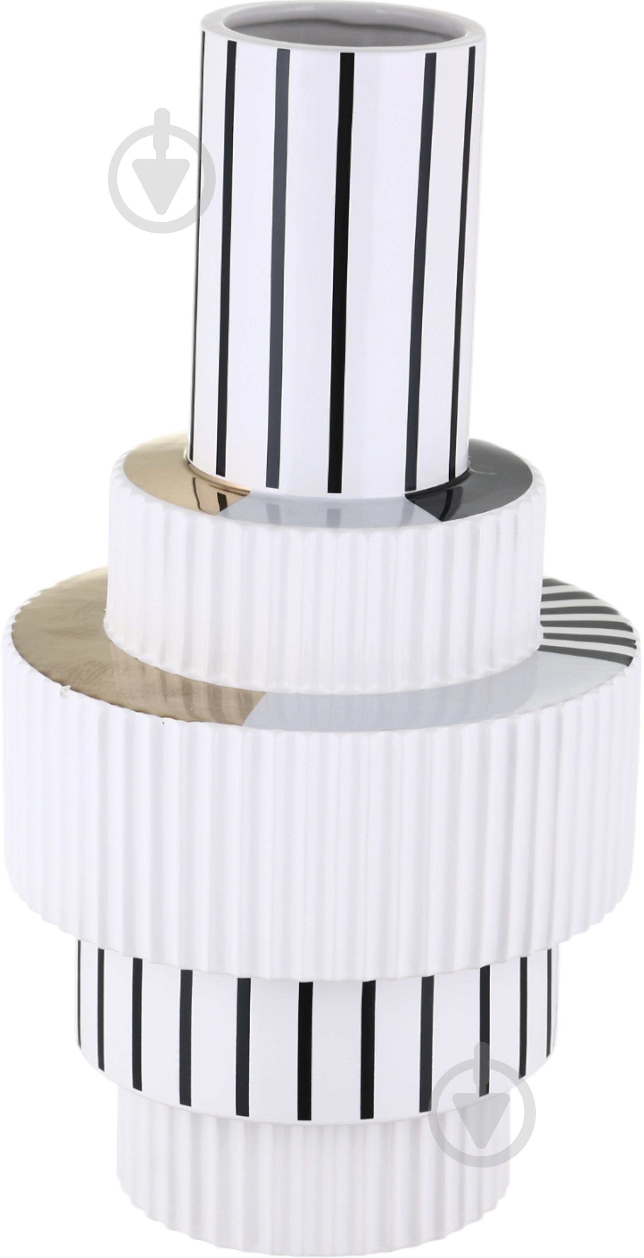 Ваза Inari Alexmarie 46 см белая с черным K16203 - фото 1 Ваза Inari Alexmarie 46 см белая с черным K16203 - фото 1