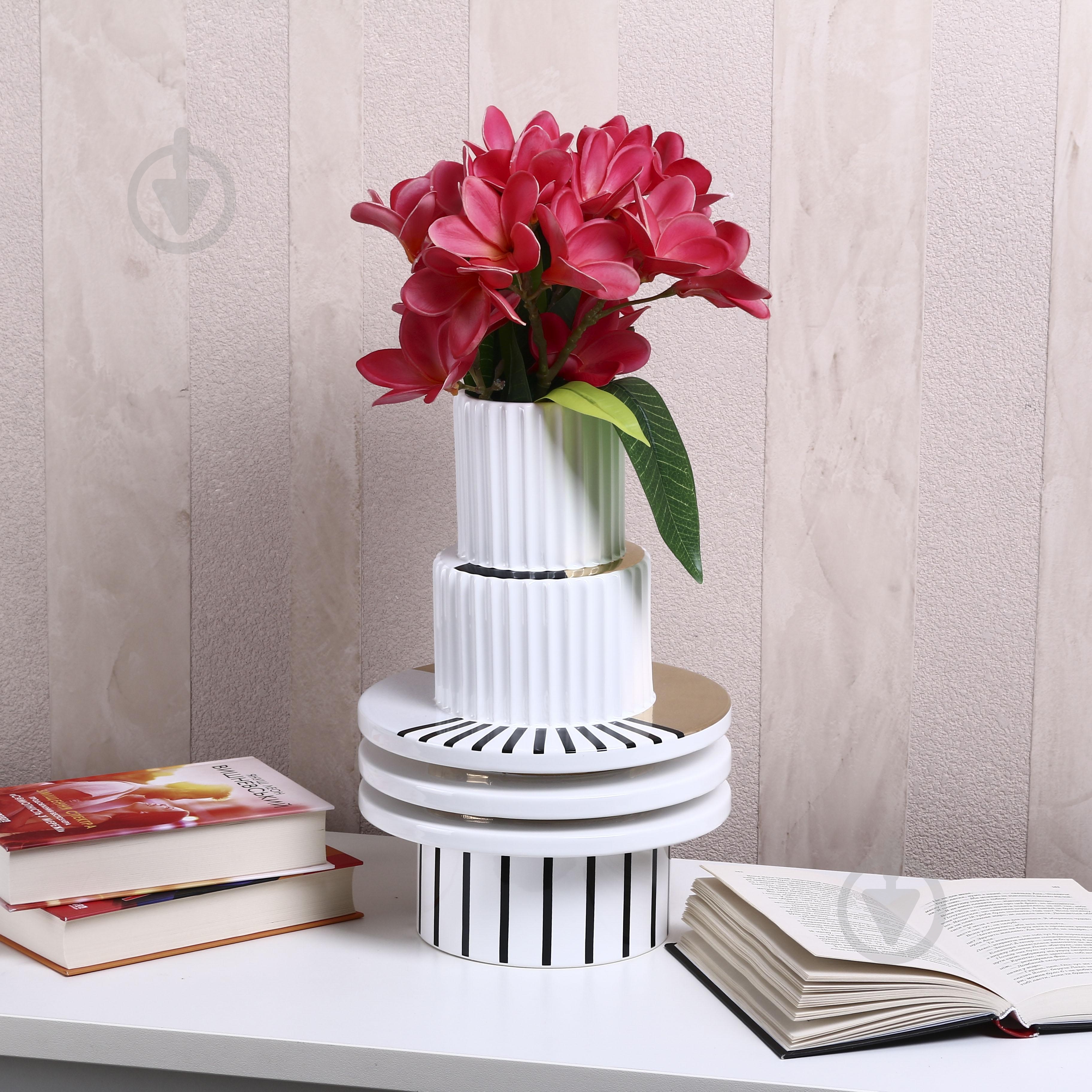 Ваза Inari Alexmarie 33 см белая с черным K16202 - фото 7 Ваза Inari Alexmarie 33 см белая с черным K16202 - фото 7