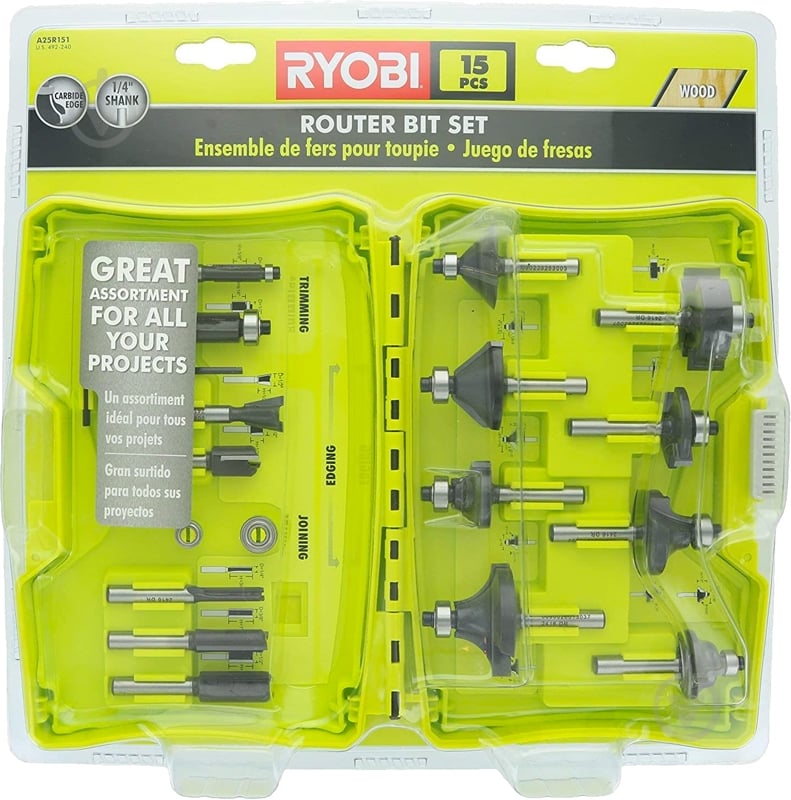 ᐉ Набор фрез RYOBI 15 шт хвостовик 6 мм RAKRBS15 • Купить в Киеве