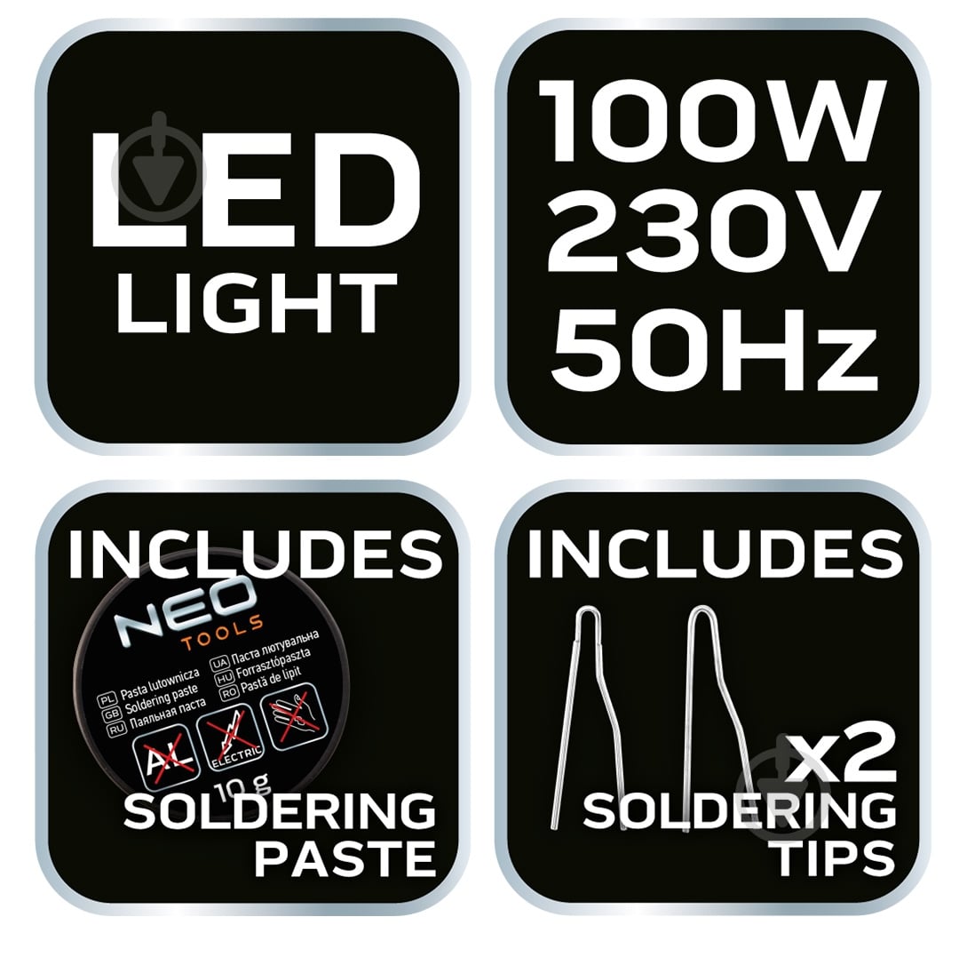 Паяльник NEO tools 100 Вт 19-153 - фото 7 Паяльник NEO tools 100 Вт 19-153 - фото 7