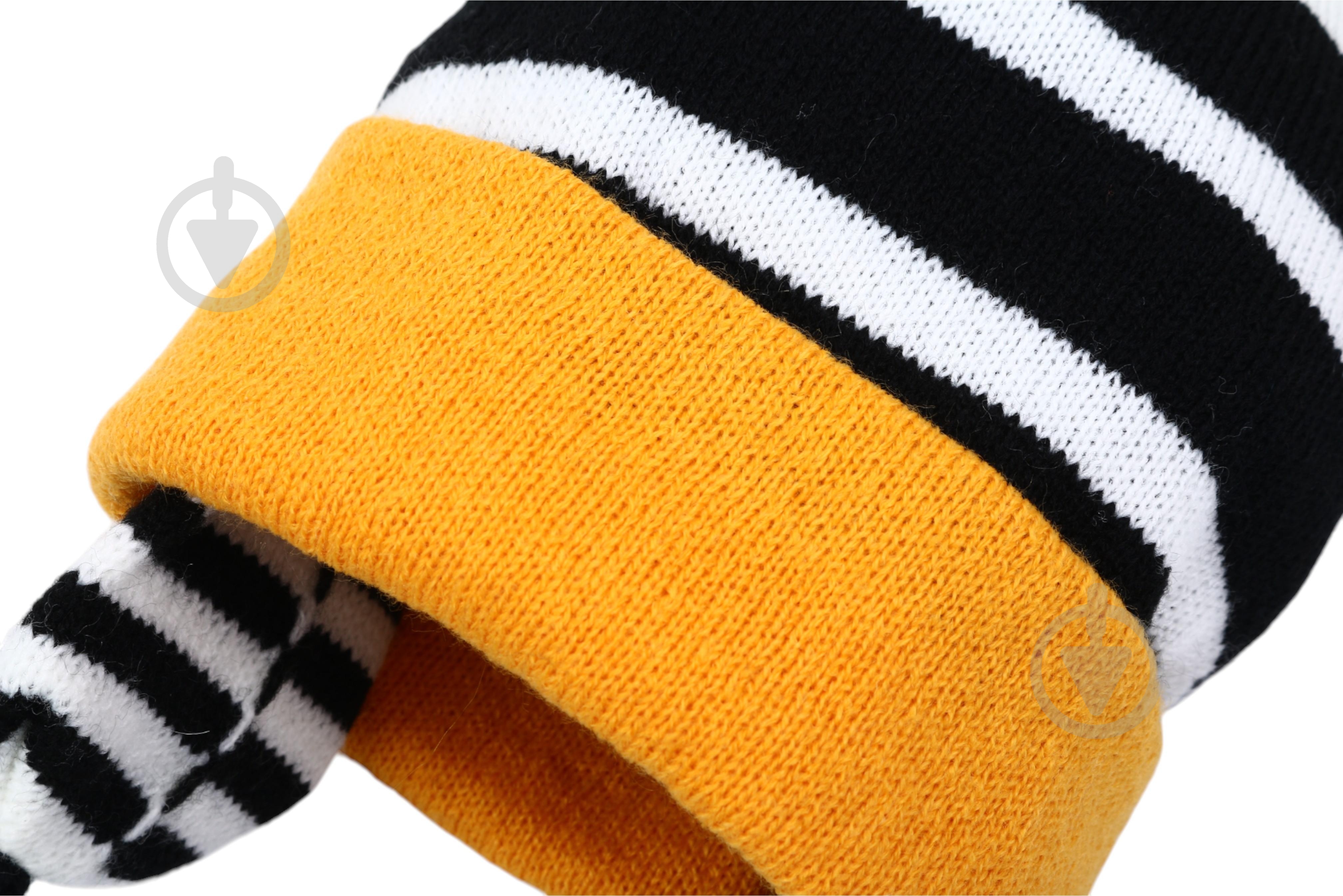 Шапка HW детская с веревочками р.48-50 оранжевый в полоску - фото 2 Шапка HW детская с веревочками р.48-50 оранжевый в полоску - фото 2