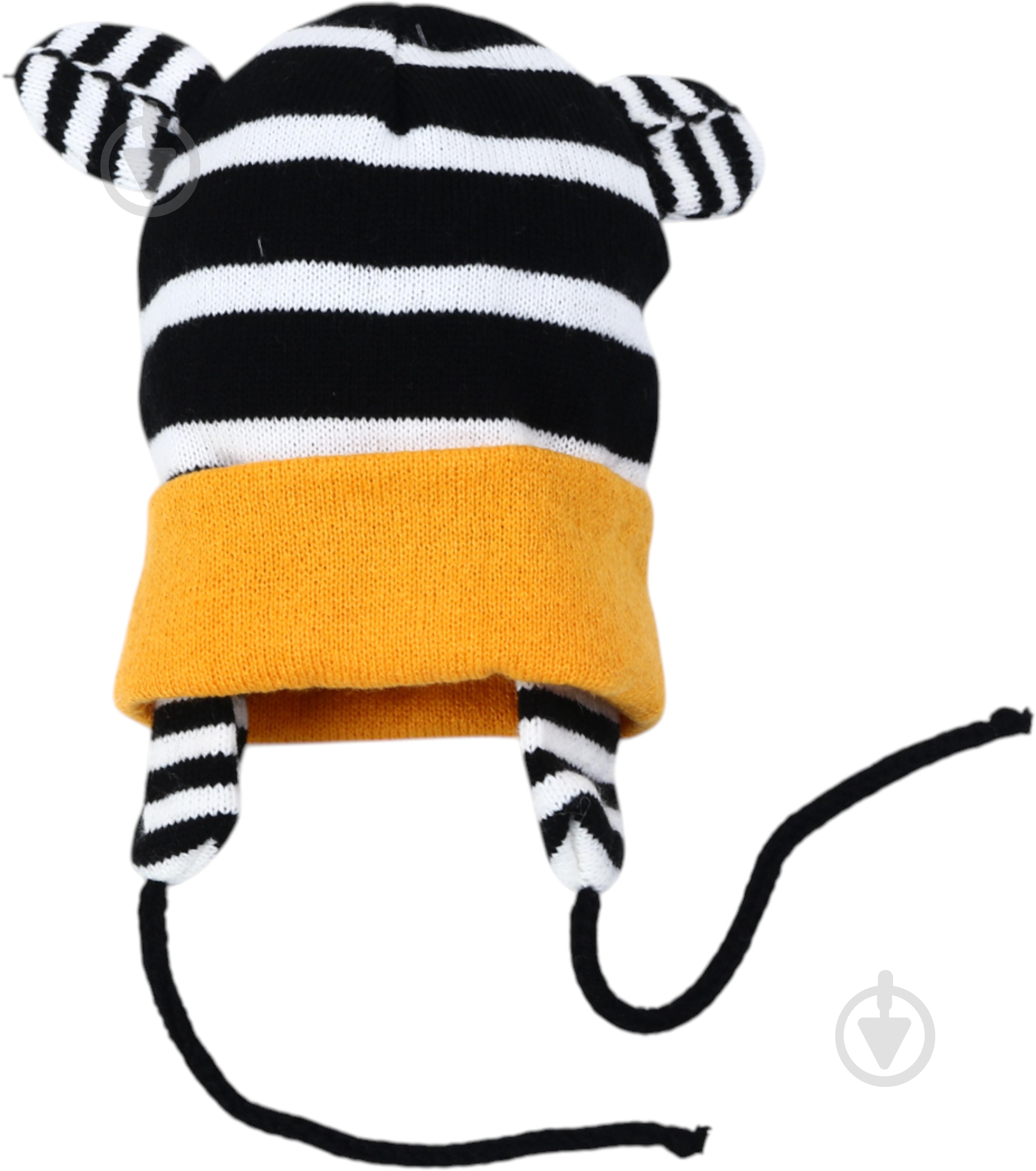 Шапка HW детская с веревочками р.48-50 оранжевый в полоску - фото 3 Шапка HW детская с веревочками р.48-50 оранжевый в полоску - фото 3