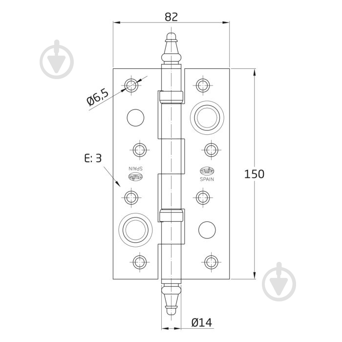 Петля Amig мод.567 с противосрезами (2 подшипника) 150x82x3 мм черный универсальная 1 шт. - фото 5