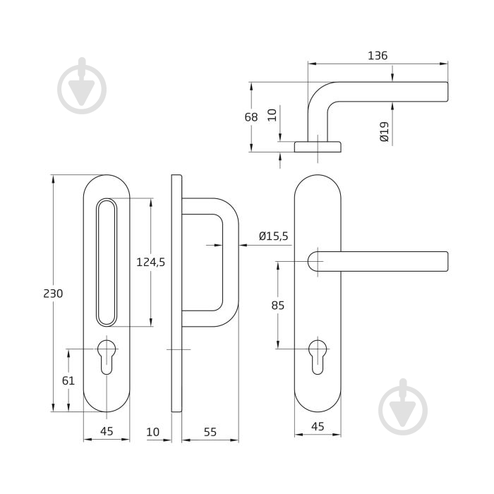 Ручка на планке Amig мод.10PX+4PXB85 fix-mov левая матовый хром - фото 2 Ручка на планке Amig мод.10PX+4PXB85 fix-mov левая матовый хром - фото 2