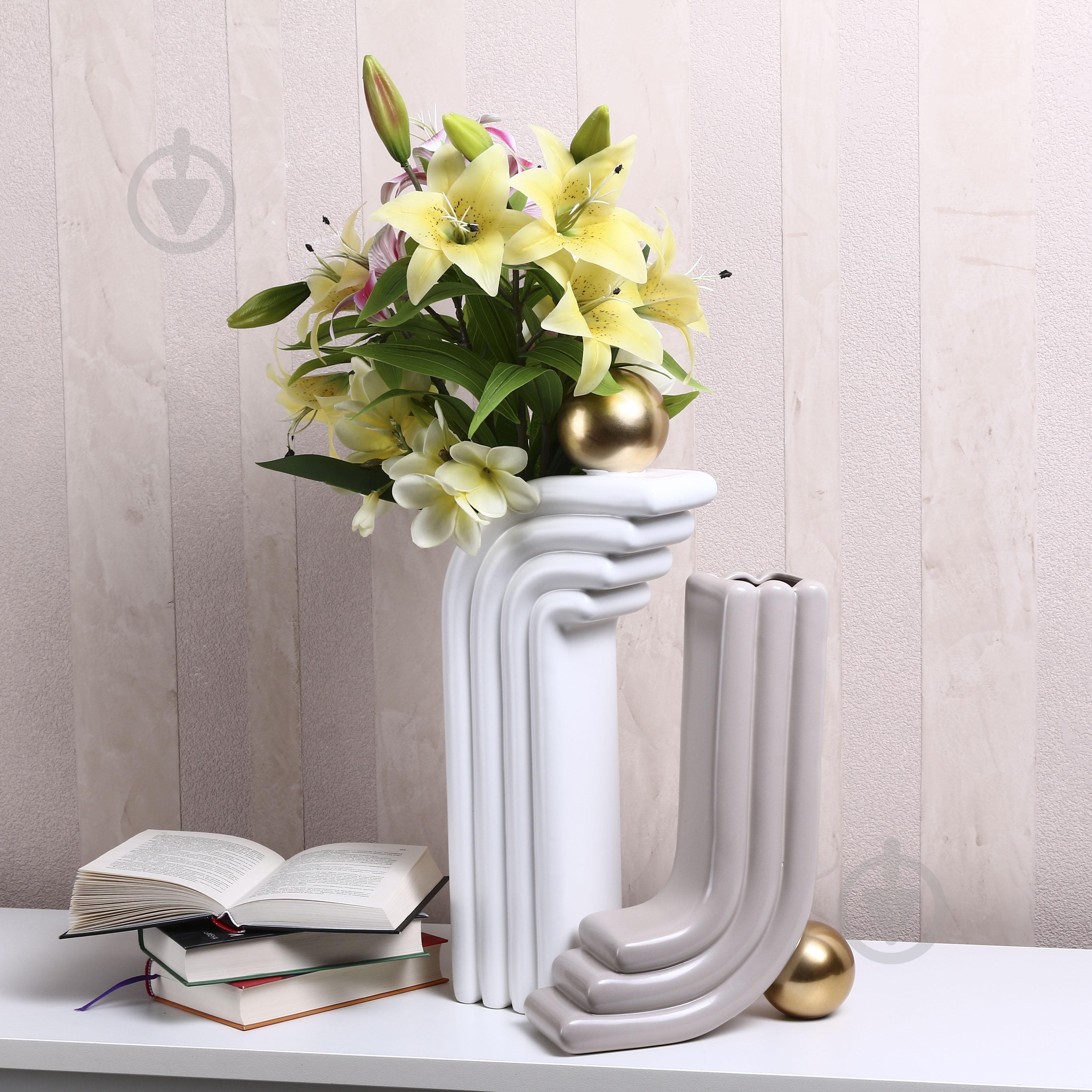 Ваза Inari Oito 34,5 см бежевая K17365 - фото 7