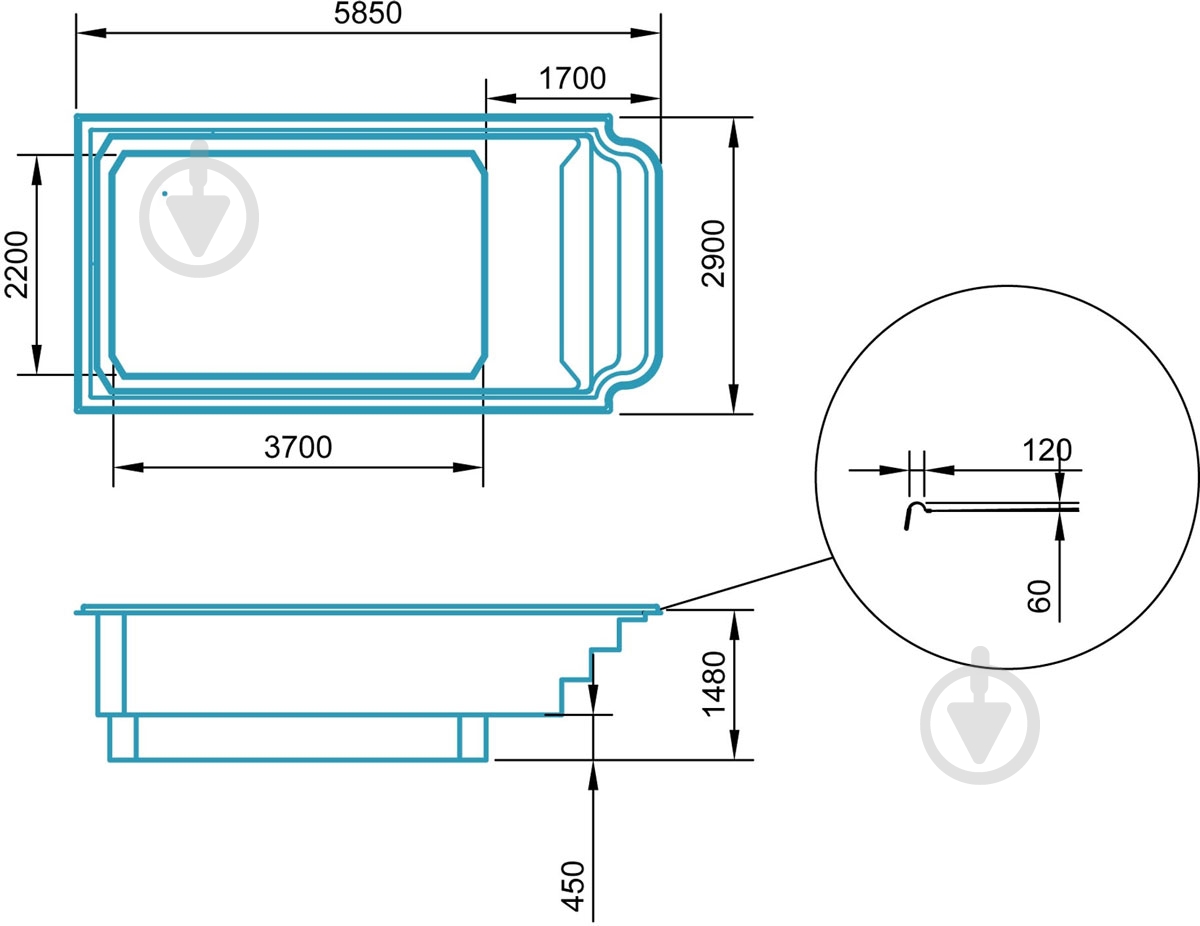 Бассейн стекловолоконный Favorit Атлантида 6 Экстра - фото 5
