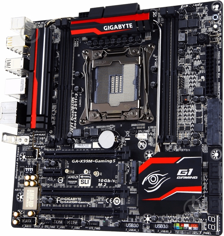 Материнская плата Intel GA-X99M-Gaming 5 (Socket 2011-3, Intel X99, mirco ATX) - фото 2 Материнская плата Intel GA-X99M-Gaming 5 (Socket 2011-3, Intel X99, mirco ATX) - фото 2