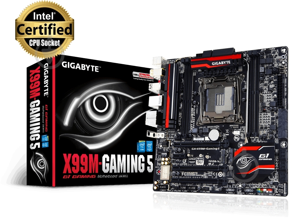 Материнская плата Intel GA-X99M-Gaming 5 (Socket 2011-3, Intel X99, mirco ATX) - фото 4 Материнская плата Intel GA-X99M-Gaming 5 (Socket 2011-3, Intel X99, mirco ATX) - фото 4