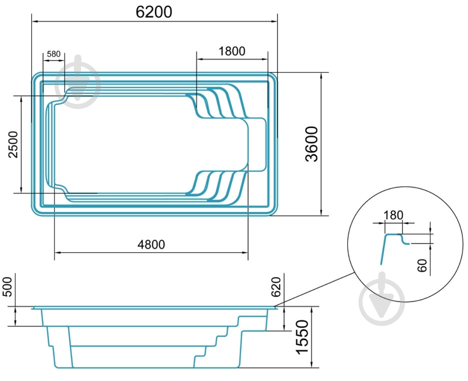 Бассейн стекловолоконный Favorit Оскар 6 Экстра - фото 6 Бассейн стекловолоконный Favorit Оскар 6 Экстра - фото 6