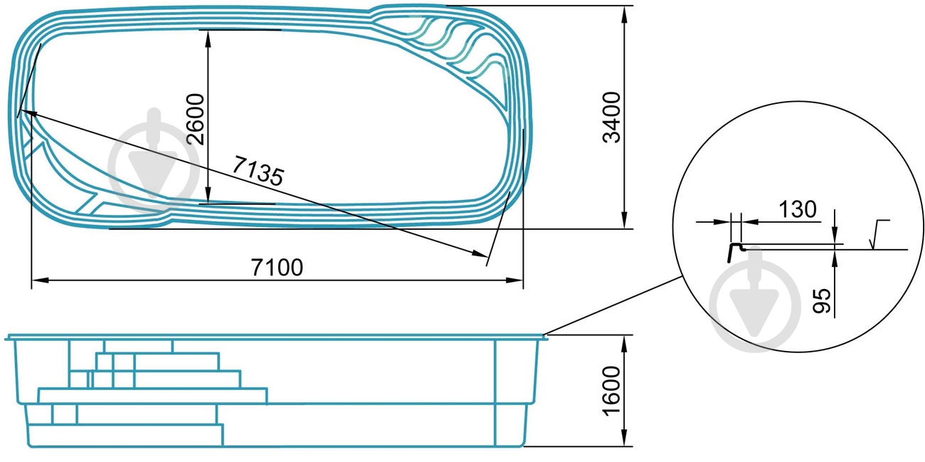 Бассейн стекловолоконный Favorit Женева Экстра - фото 3 Бассейн стекловолоконный Favorit Женева Экстра - фото 3