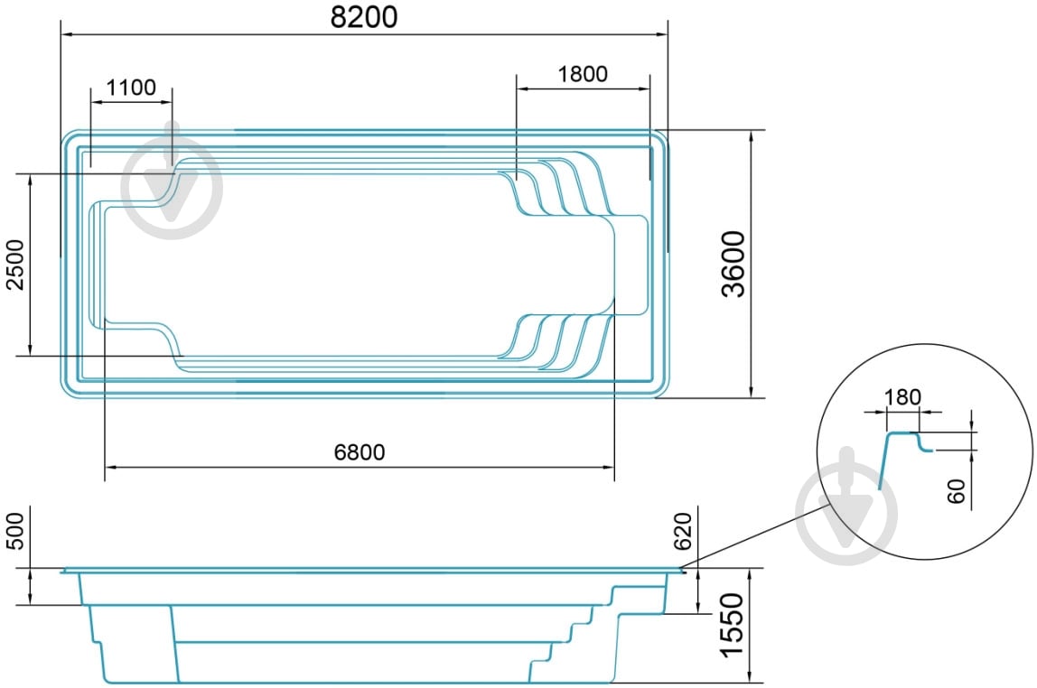 Бассейн стекловолоконный Favorit Оскар 8 Экстра - фото 4 Бассейн стекловолоконный Favorit Оскар 8 Экстра - фото 4