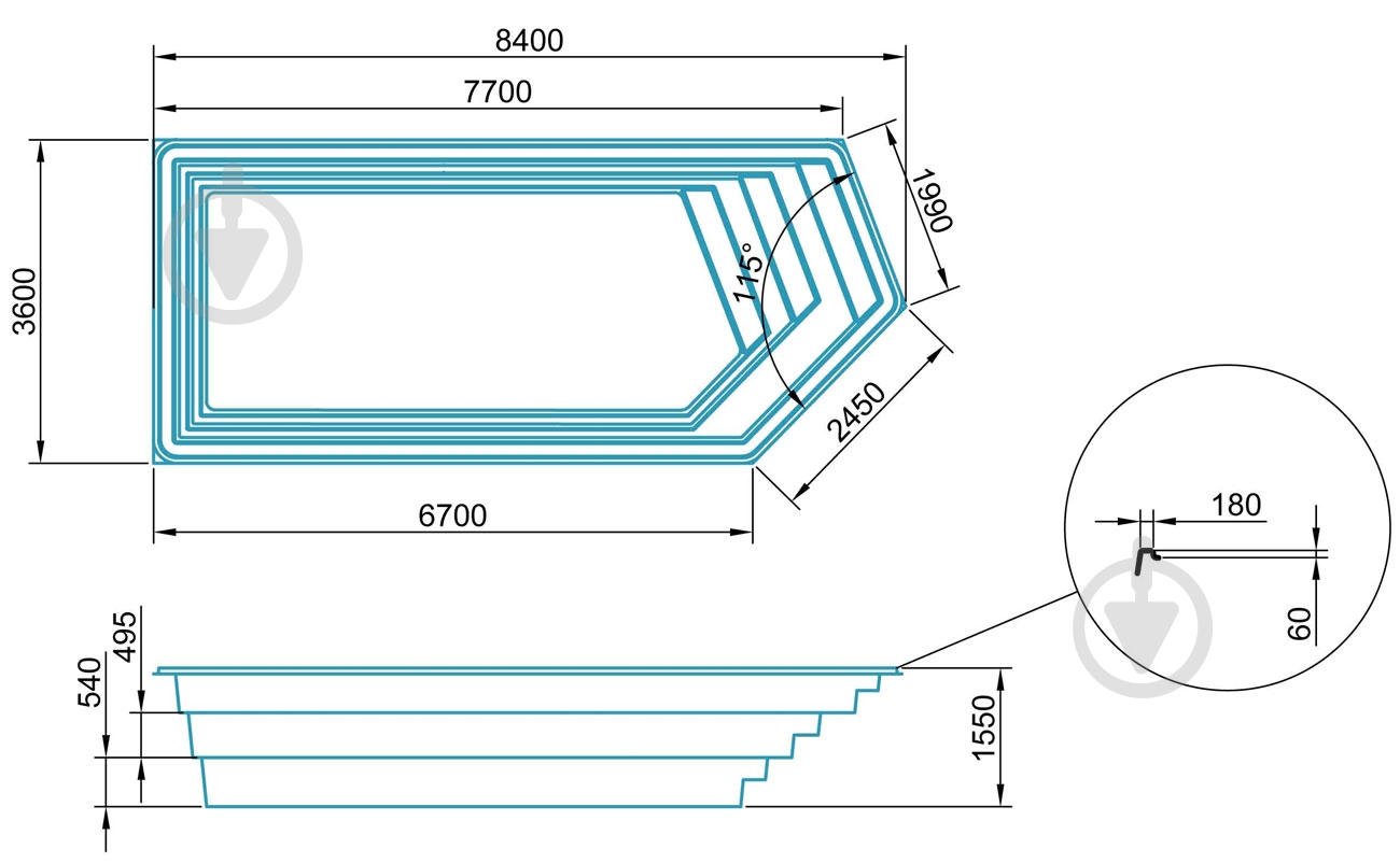 Бассейн стекловолоконный Favorit Олимпик Экстра - фото 4