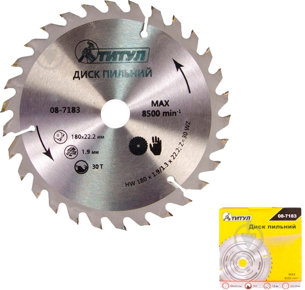 Пильный диск ТИТУЛ 180x22,2 Z30 08-7183 - фото 1