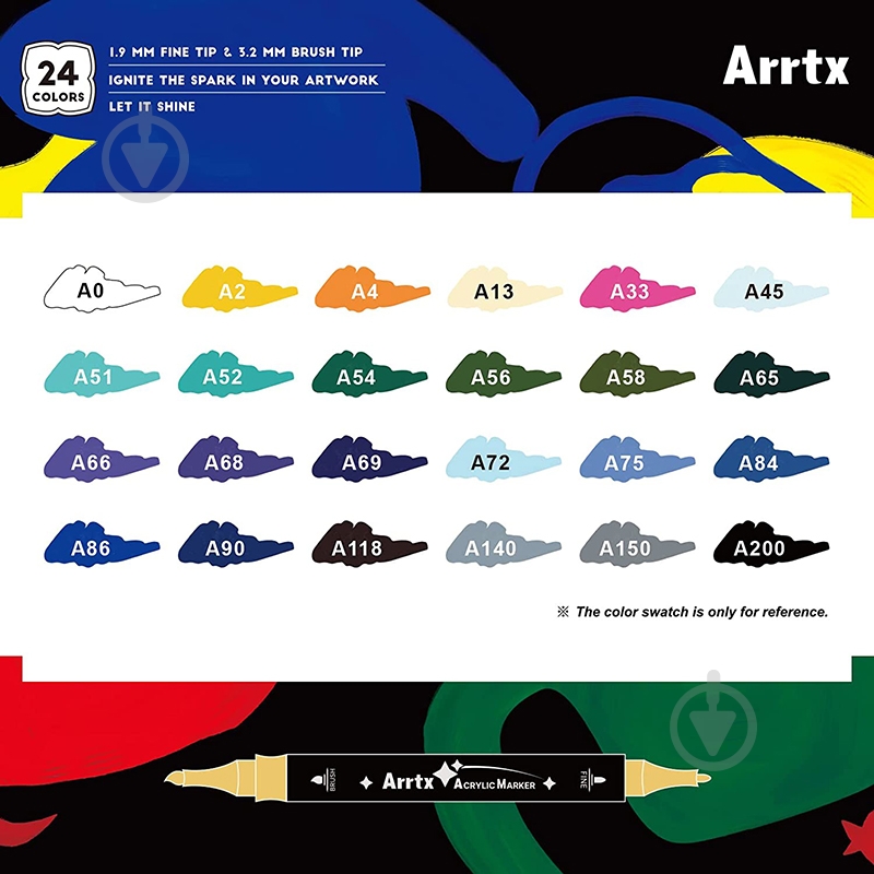Набір маркерів акрилових Arrtx AACM-03-24B 24 кольори LC303304 - фото 3 Набір маркерів акрилових Arrtx AACM-03-24B 24 кольори LC303304 - фото 3