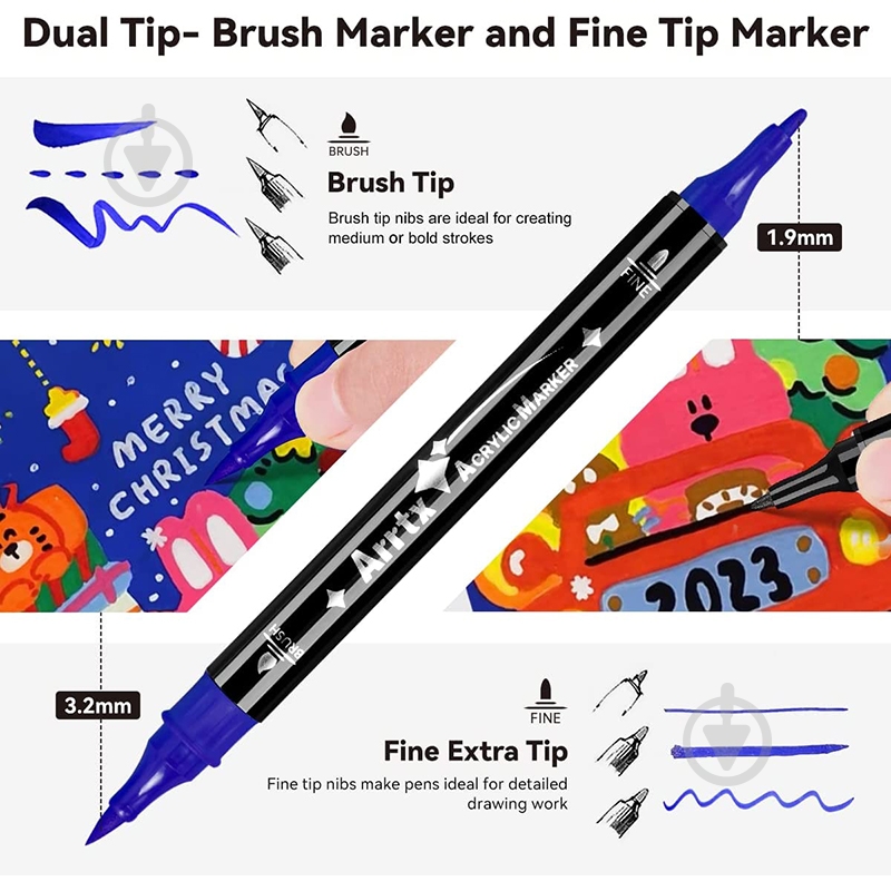Набір маркерів акрилових Arrtx AACM-03-24B 24 кольори LC303304 - фото 4 Набір маркерів акрилових Arrtx AACM-03-24B 24 кольори LC303304 - фото 4