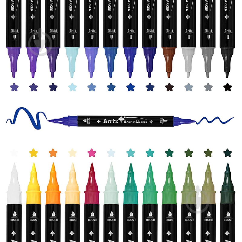 Набір маркерів акрилових Arrtx AACM-03-24B 24 кольори LC303304 - фото 1 Набір маркерів акрилових Arrtx AACM-03-24B 24 кольори LC303304 - фото 1