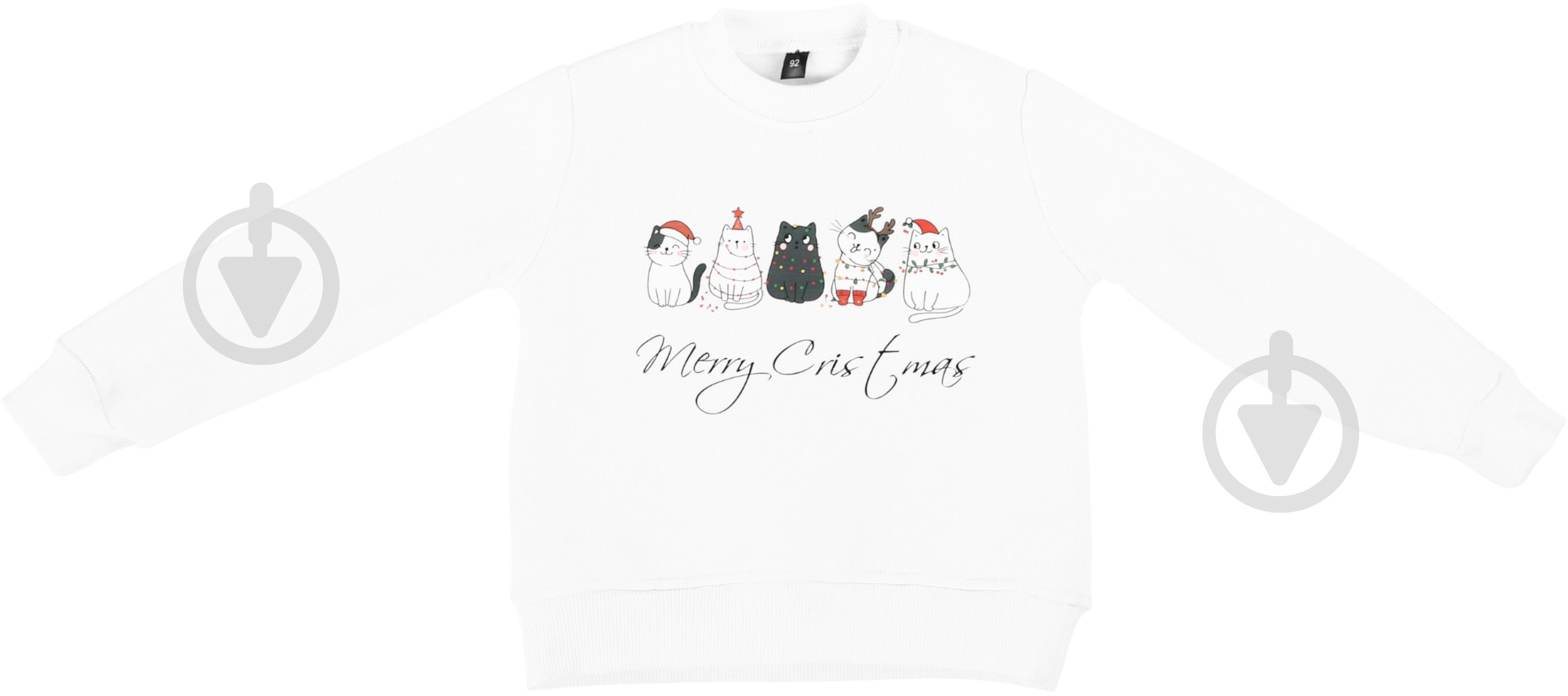 Свитшот унисекс Формат с начесом Рождественский Котики р.104 белый - фото 1 Свитшот унисекс Формат с начесом Рождественский Котики р.104 белый - фото 1