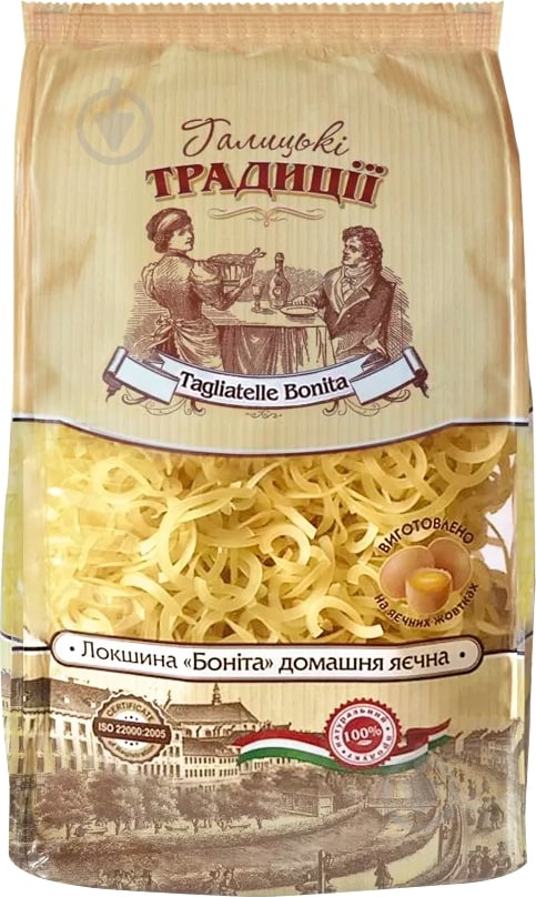 Лапша Галицькі традиції домашняя яичная Бонита 4820179740363 400 г - фото 1