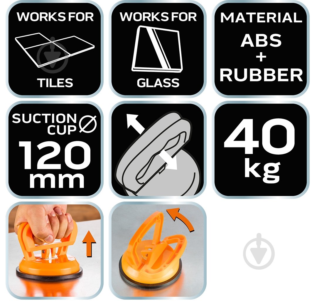 Присоска для скла NEO tools до 40 кг 56-805 - фото 5