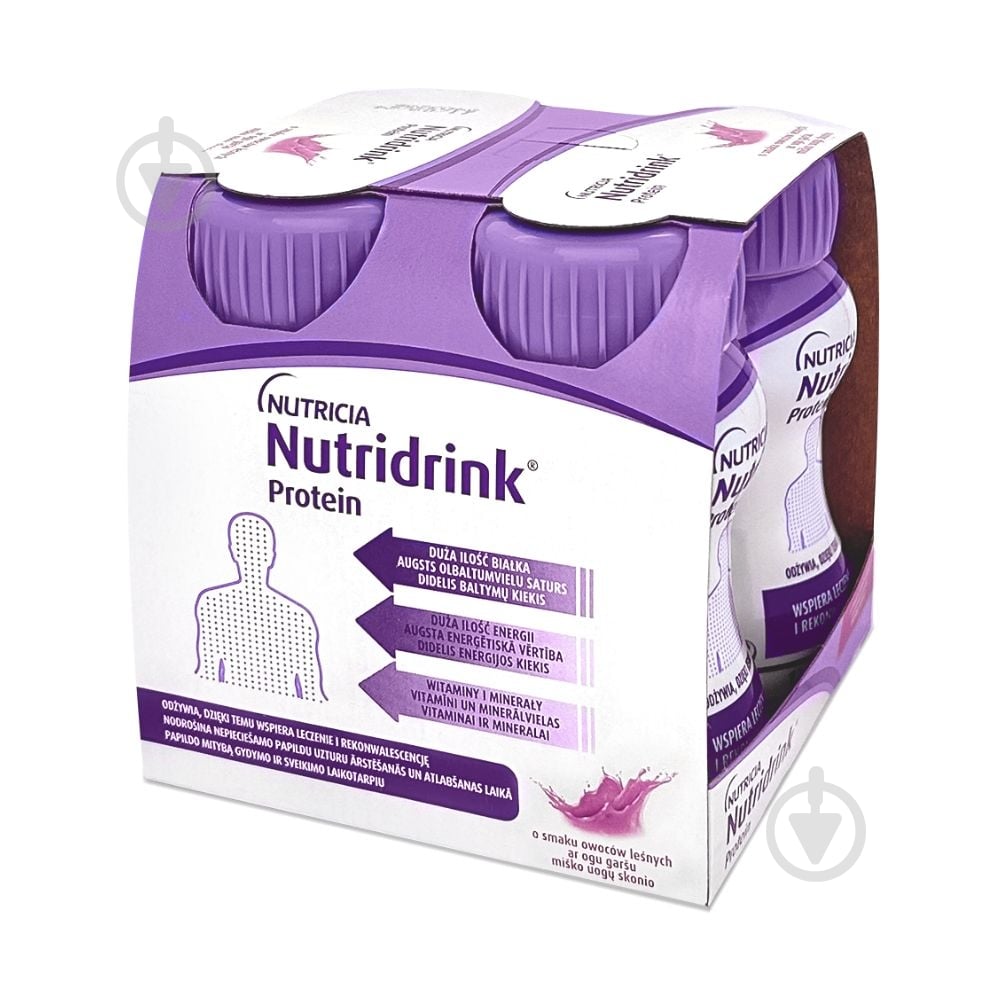 Ентеральне харчування Nutricia Nutridrink Protein Berries зі смаком лісових ягід з високим вмістом білка та енергії 4 шт х 125 мл (87169005 - фото 1