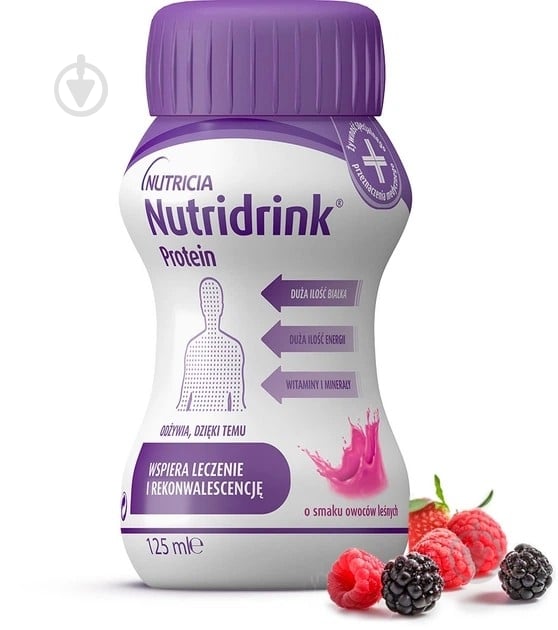 Ентеральне харчування Nutricia Nutridrink Protein Berries зі смаком лісових ягід з високим вмістом білка та енергії 4 шт х 125 мл (87169005 - фото 2