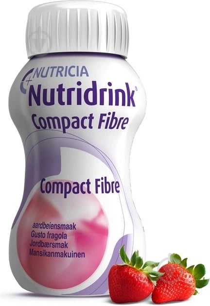 Ентеральне харчування Nutricia Nutridrink Compact Fibre Strawberry зі смаком полуниці з високим вмістом енергії та харчовими волокнам — фото 2