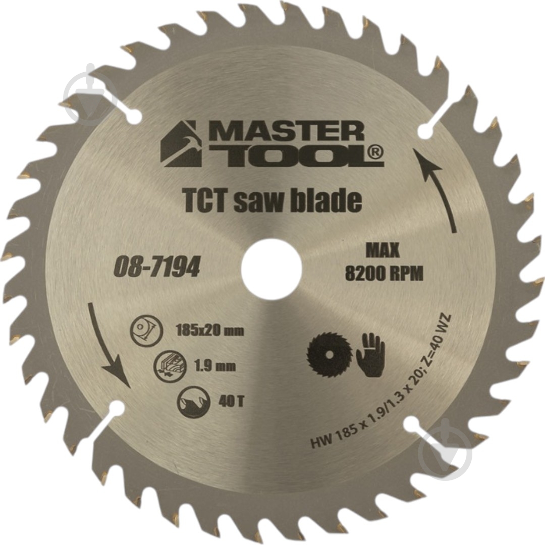 Пильный диск MasterTool 185x20 Z40 08-7194 - фото 1
