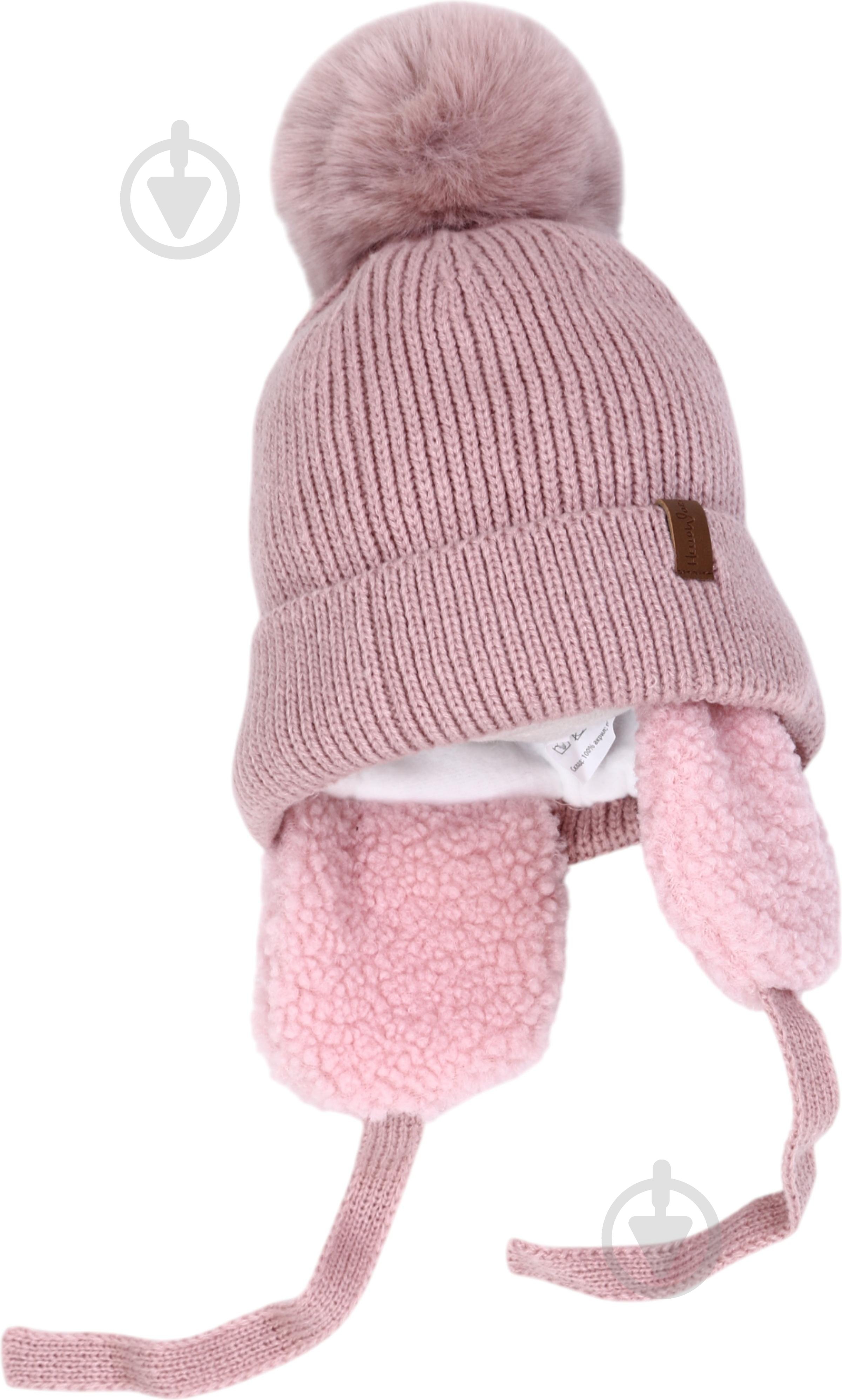 Шапка HW дитяча в'язана з мотузочками р.50-52 рожевий - фото 2