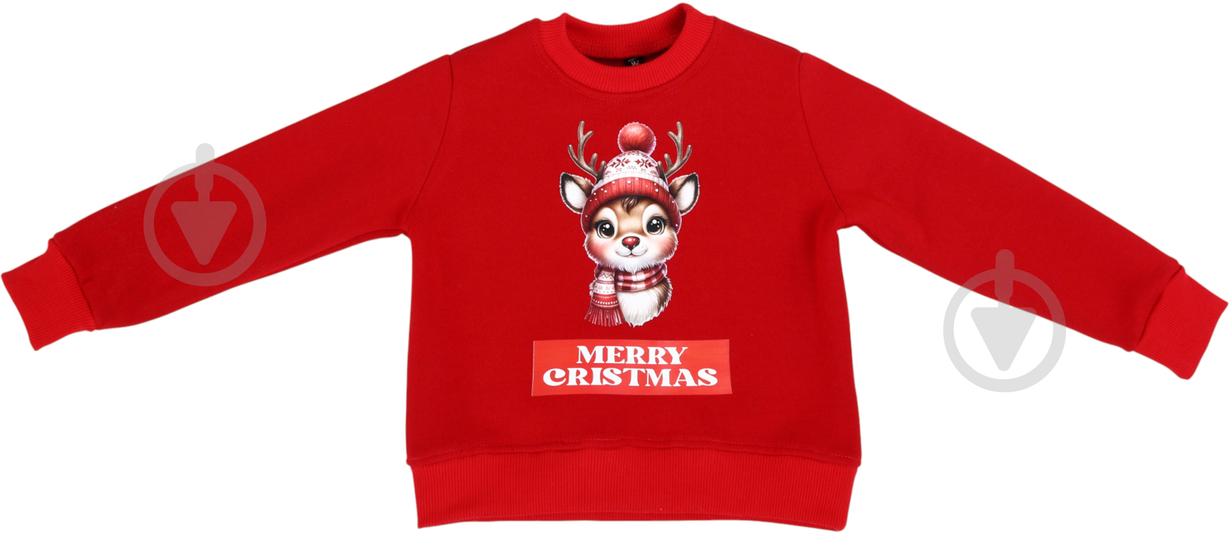 Свитшот унисекс Формат с начесом Рождественский Олененок р.116 красный - фото 1 Свитшот унисекс Формат с начесом Рождественский Олененок р.116 красный - фото 1