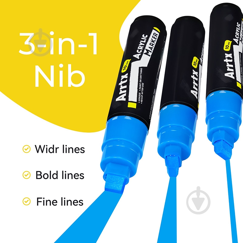 Набор маркеров акриловых Arrtx AACM-0510-12A 12 цветов LC303274 - фото 7