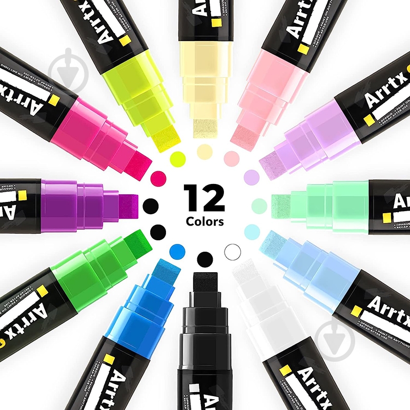 Набор маркеров акриловых Arrtx AACM-0510-12A 12 цветов LC303274 - фото 4