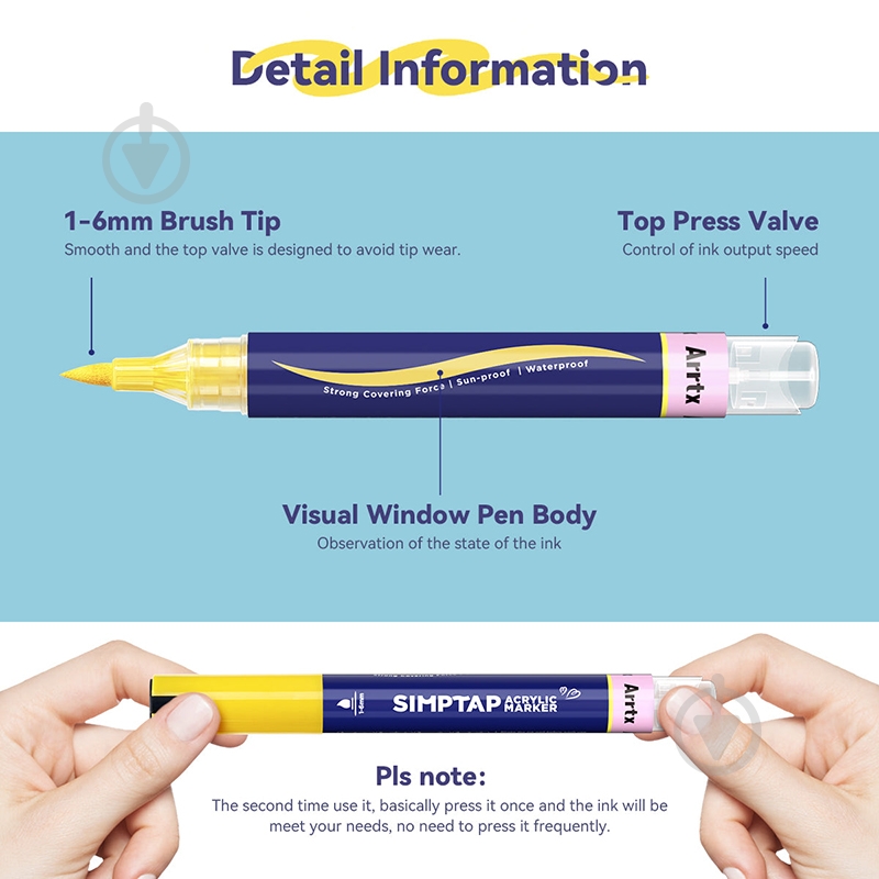 Набір маркерів акрилових Arrtx Simptap AACM-0724B 24 кольори LC303694 - фото 4 Набір маркерів акрилових Arrtx Simptap AACM-0724B 24 кольори LC303694 - фото 4