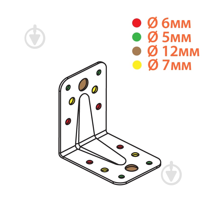 Уголок перфорированный Kolchuga равносторонний 80x80x60 мм 2 мм - фото 3
