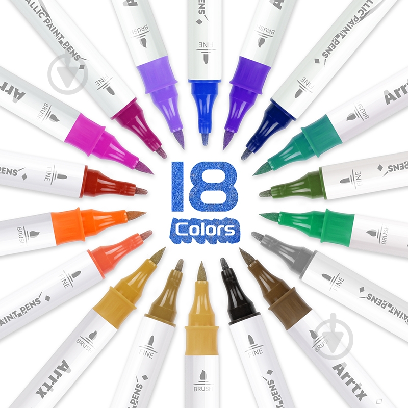 Набір маркерів металізованих Arrtx 18 кольорів LC303137 - фото 6 Набір маркерів металізованих Arrtx 18 кольорів LC303137 - фото 6