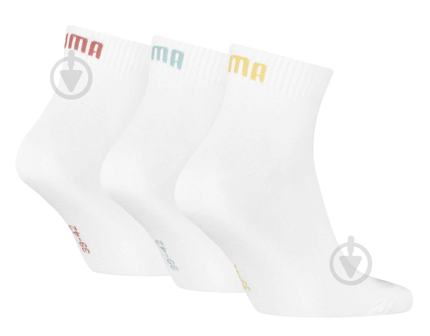 Носки Puma UNISEX QUARTER PLAIN 3P 93858922 р.39-42 разноцветный 3 шт. - фото 2